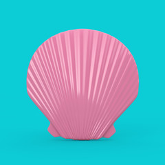 Beauty Pink Scallop Sea or Ocean Shell Seashell Mock Up Duotone. 3d Rendering