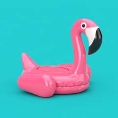 Summer Swimming Pool Inflantable Rubber Pink Flamingo Toy. 3d Rendering