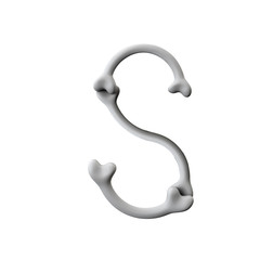Fototapeta premium Letter S bone font. Halloween alphabet letter. 3D Rendering