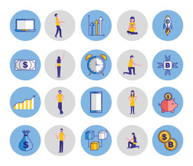 Fototapeta premium people and bundle business icons