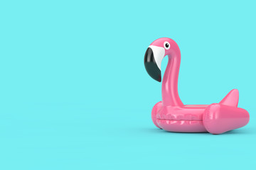 Summer Swimming Pool Inflantable Rubber Pink Flamingo Toy. 3d Rendering