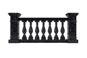 Classic Black Marble Pillars Balustrade with Columns. 3d Rendering