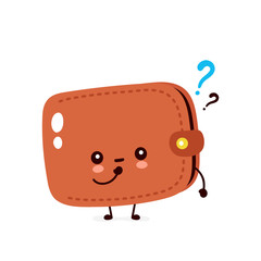 Cute happy banknote wallet with question mark