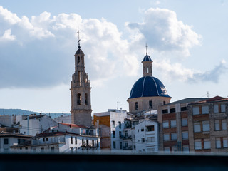 church dome and bell tower in the historic center of alcoy