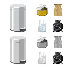 Vector design of refuse and junk sign. Set of refuse and waste vector icon for stock.