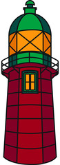 Drawing of an old red lighthouse