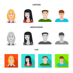 Isolated object of avatar and person sign. Collection of avatar and profession stock symbol for web.