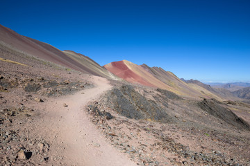The Red Valley near Rainbow Mountain in the high Andean mountains, Peru