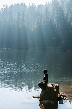 Mummelsee lake near Seebach, Northern Black Forest, Black Forest, Baden-W&cedil;rttemberg, Germany, Europe