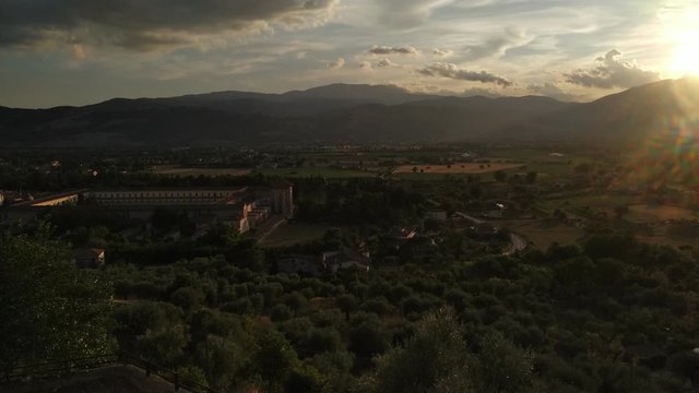 Beautiful town Padula. Italian tradition agricultural countryside.