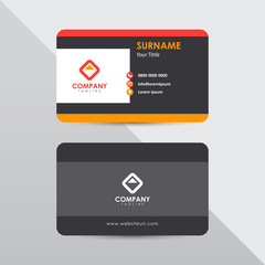 Modern business card design template. Orange color abstract line element clean composition.