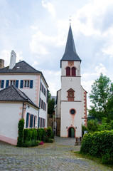 Fototapeta na wymiar View of building and church in Blankenheim.