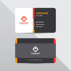 Modern business card design template. Orange color abstract line element clean composition.