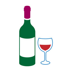 Red wine icon in colour style isolated on white background. Alcohol symbol stock vector illustration.