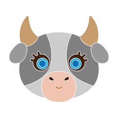 Cow muzzle icon in colour style isolated on white background. Animal muzzle symbol stock vector illustration.