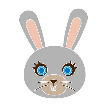 Rabbit muzzle icon in colour style isolated on white background. Animal muzzle symbol stock vector illustration.