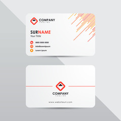 Modern business card design template. Orange color abstract line element clean composition.
