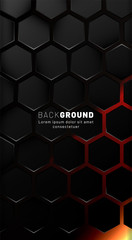 Vertical hexagon background. Gradient color light pattern with dark background technology style. Honeycomb. Vector illustration of light.