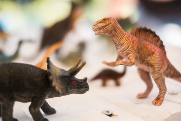 toy dinosaur on table, roar