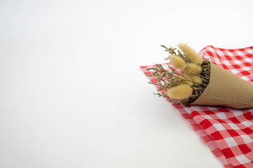 vintage flower and red white cloth
