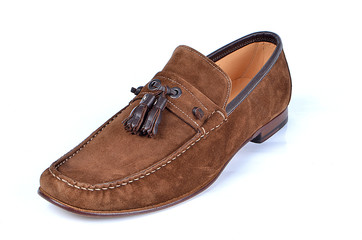 Light brown Swede made formal shoe with brown bow