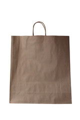 empty beige paper bag from Kraft paper, mocap, isolate, on a white background, the concept of non-waste production, ecology