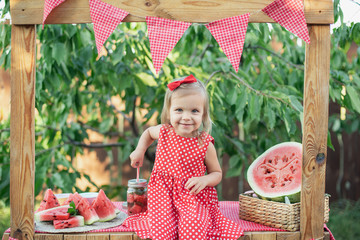 Watermelon lemonade with ice and mint as summer refreshing drink in jars.