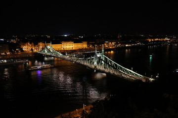 Fototapeta na wymiar Liberty Bridge at night, Budapest, Hungary