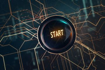 Startknopf mit Netzwerklinien