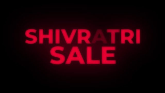 Shivratri Sale Text Blinking Flickering Neon Red Sign Promotional Loop Background. Sale, Discounts, Deals, Special Offers. Green Screen and Alpha Matte