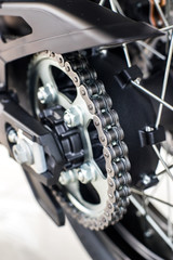 Detail of a motorcycle rear chain