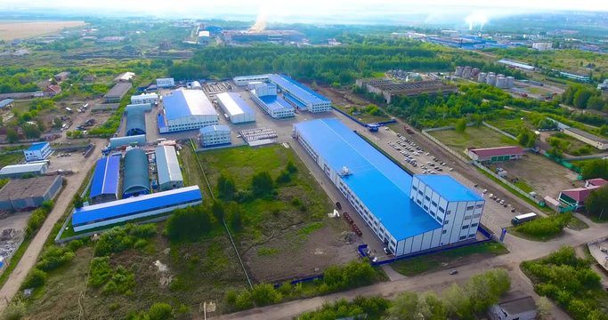 cable factory production site. aerial video