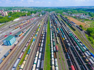 freight railway station. aerial photography