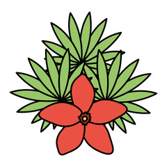 exotic and tropical flower with leafs garden