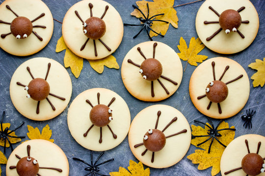 Halloween spider cookies - funny treats for kids for halloween holiday