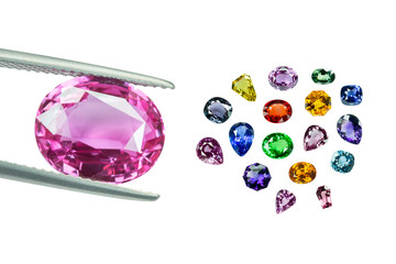 Bright gems on a white background