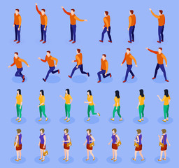 People on the move on isolated background