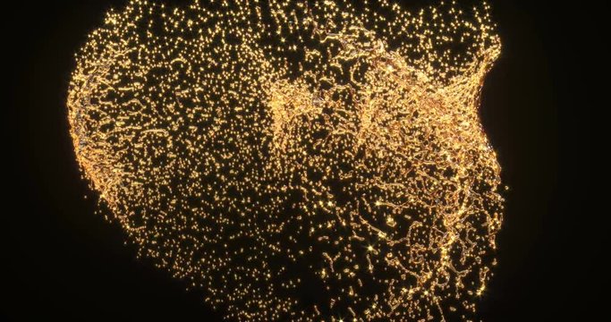 Golden liquid explosion 3d realistic footage