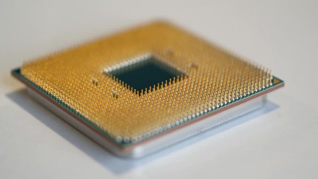Central Processing Unit, CPU. Close-up of microcircuit chip with electronic components