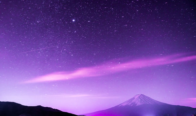 Japan beautiful Mountain Fuji in the night