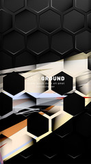 Vertical hexagon background. Gradient color light pattern with dark background technology style. Honeycomb. Vector illustration of light.