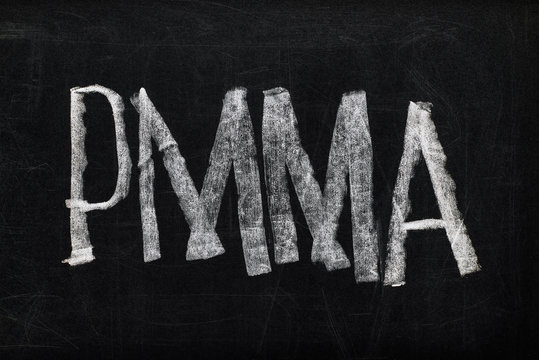 top view of black chalk board with lettering PMMA