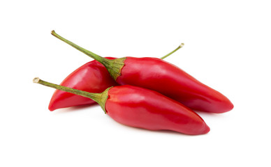 Red hot peppers isolated on white background