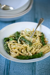 spaghetti with asparagus and Parmesan