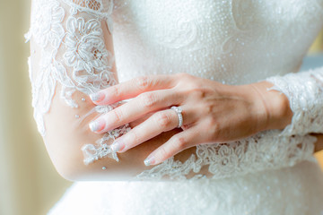 Hands of the bride close up