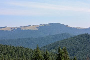 The majestic view of the beautiful mountains. Relaxing travel background. Tourist routes. Carpathians. Ukraine. Europe.