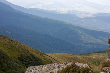 The majestic view of the beautiful mountains. Relaxing travel background. Tourist routes. Carpathians. Ukraine. Europe.