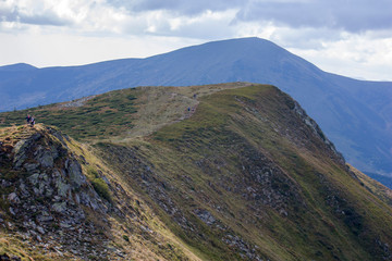 The majestic view of the beautiful mountains. Relaxing travel background. Tourist routes. Carpathians. Ukraine. Europe.