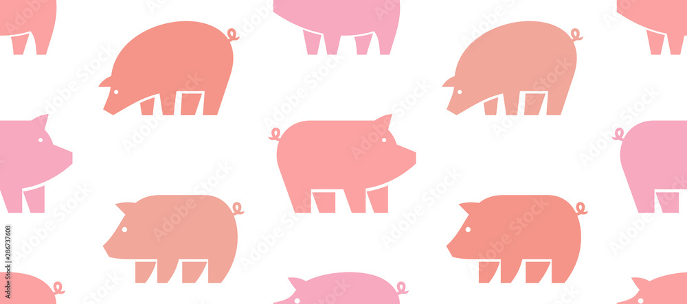 Poster seamless pattern with pig logo. isolated on white background