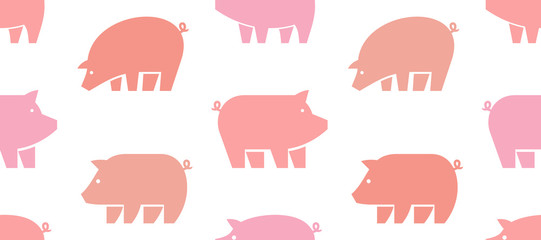 Seamless pattern with Pig logo. isolated on white background